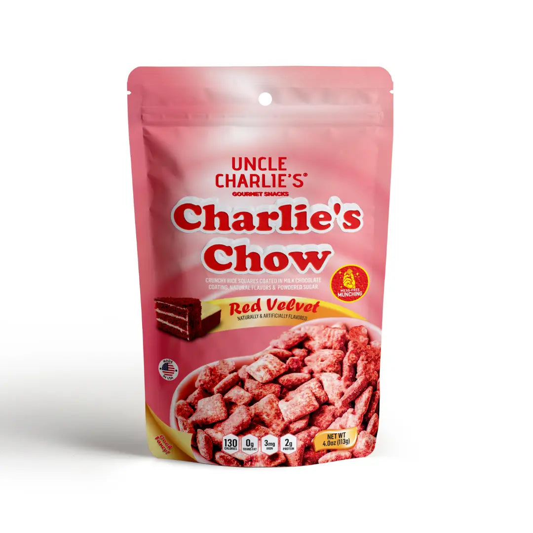 Red Velvet Charlie’s Chow on a styled background