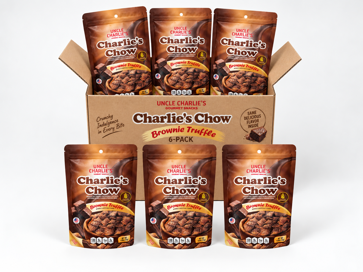 Six-pack of Brownie Truffle Charlie’s Chow